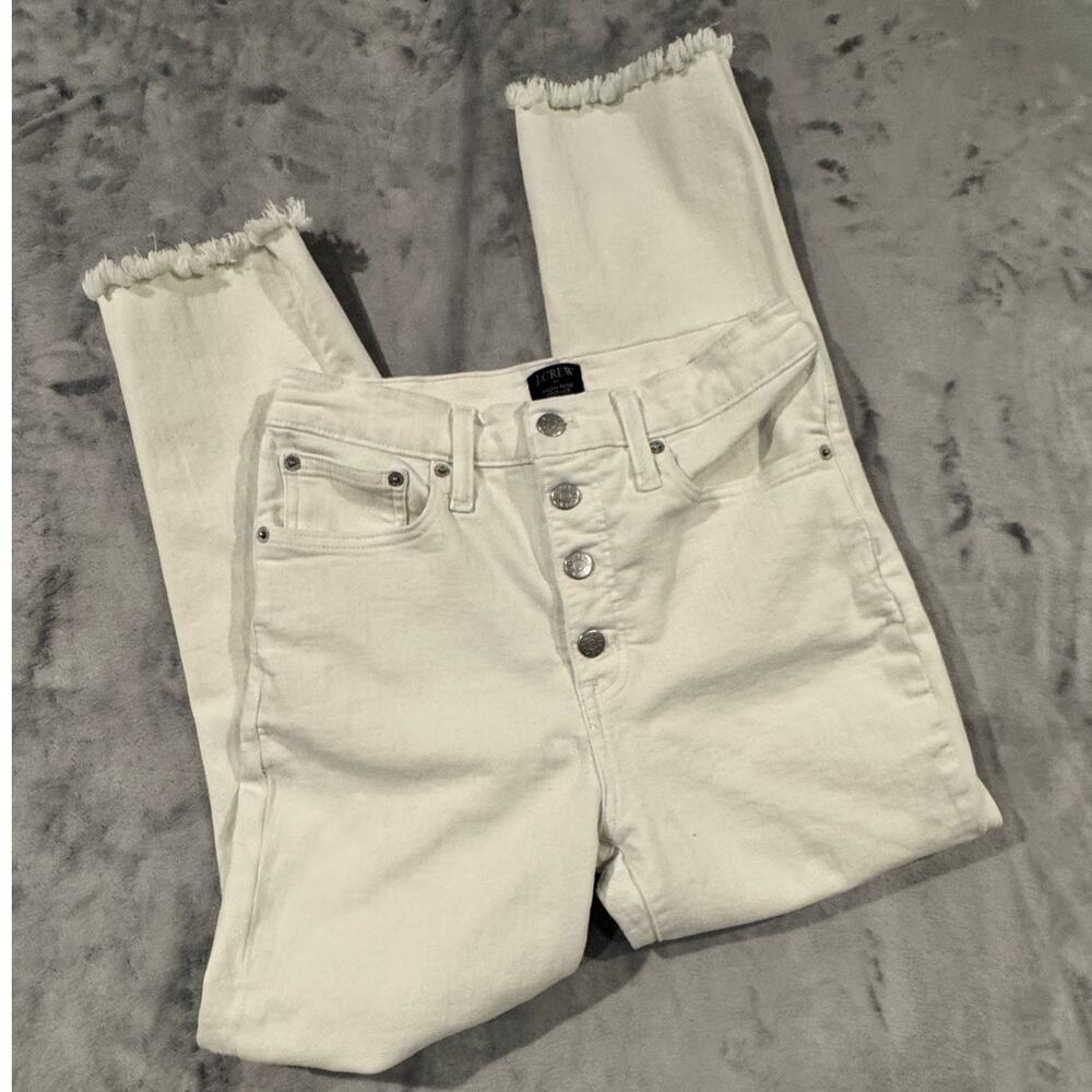 J.Crew High-rise vintage straight white jeans‎ sz 28, nautical, preppy, raw hem